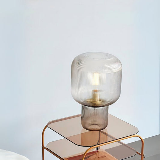 Ribbed Design Smoky Glass Table Lamp