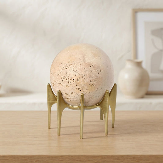Plain Round Stone Gold Base Decorative Showpiece
