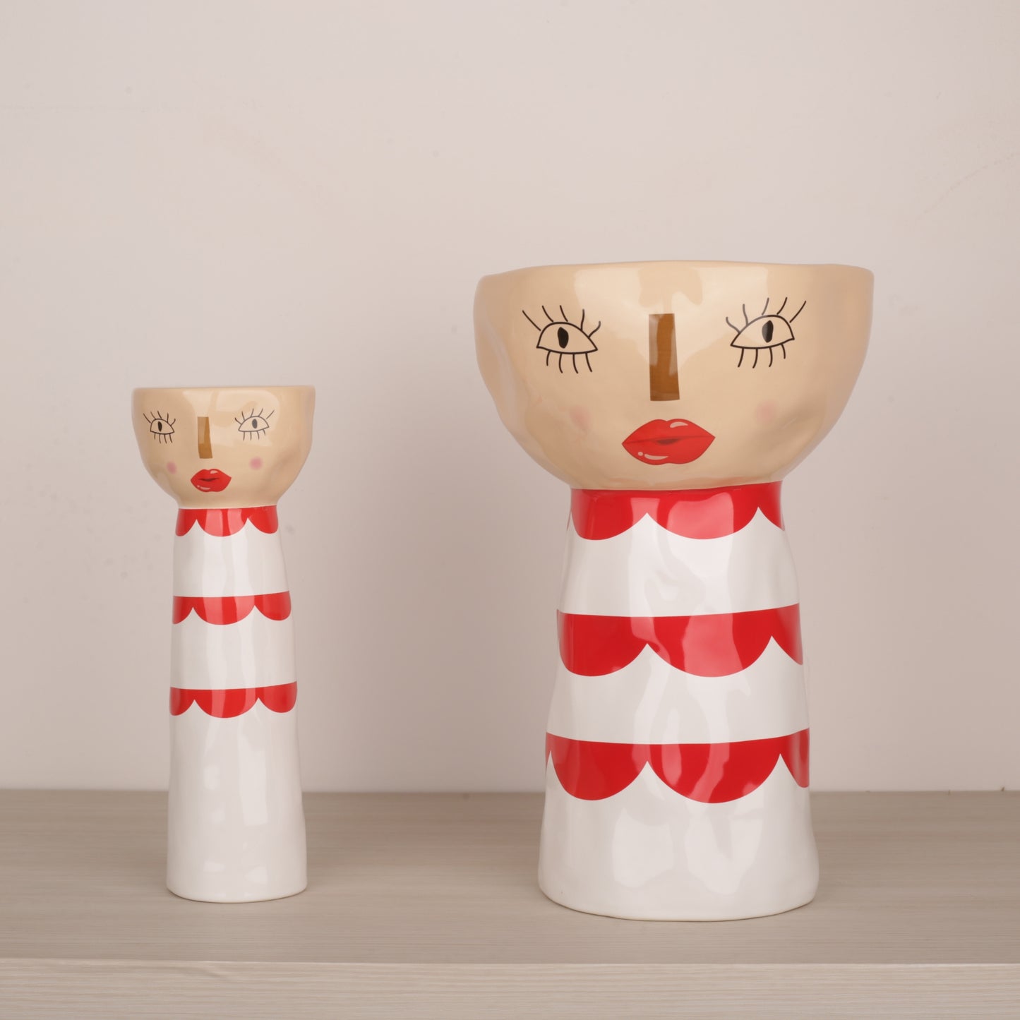 Red Face Ceramic Candle Holder
