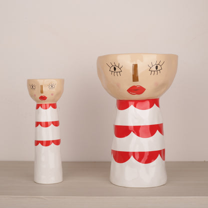 Red Face Ceramic Candle Holder