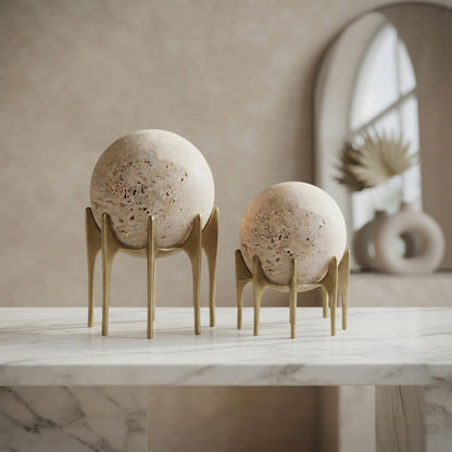 Plain Round Stone Gold Base Decorative Showpiece