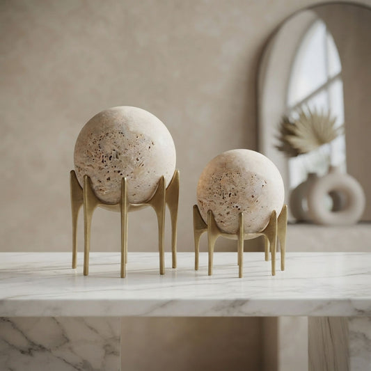 Plain Round Stone Gold Base Decorative Showpiece