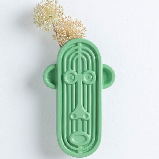 Monkey Face Green Ceramic Wall Art Vase