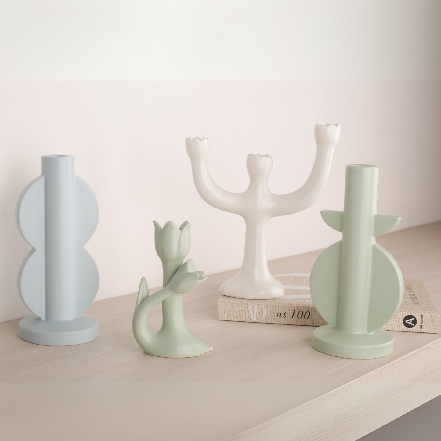 White Ceramic Flower Shape Candle Holder
