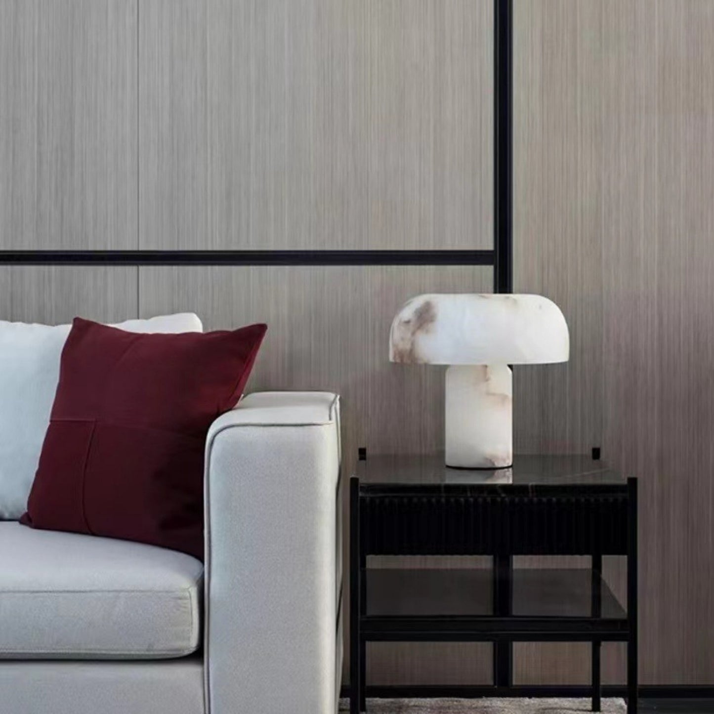 Marble White Smocky Shade Table Lamp