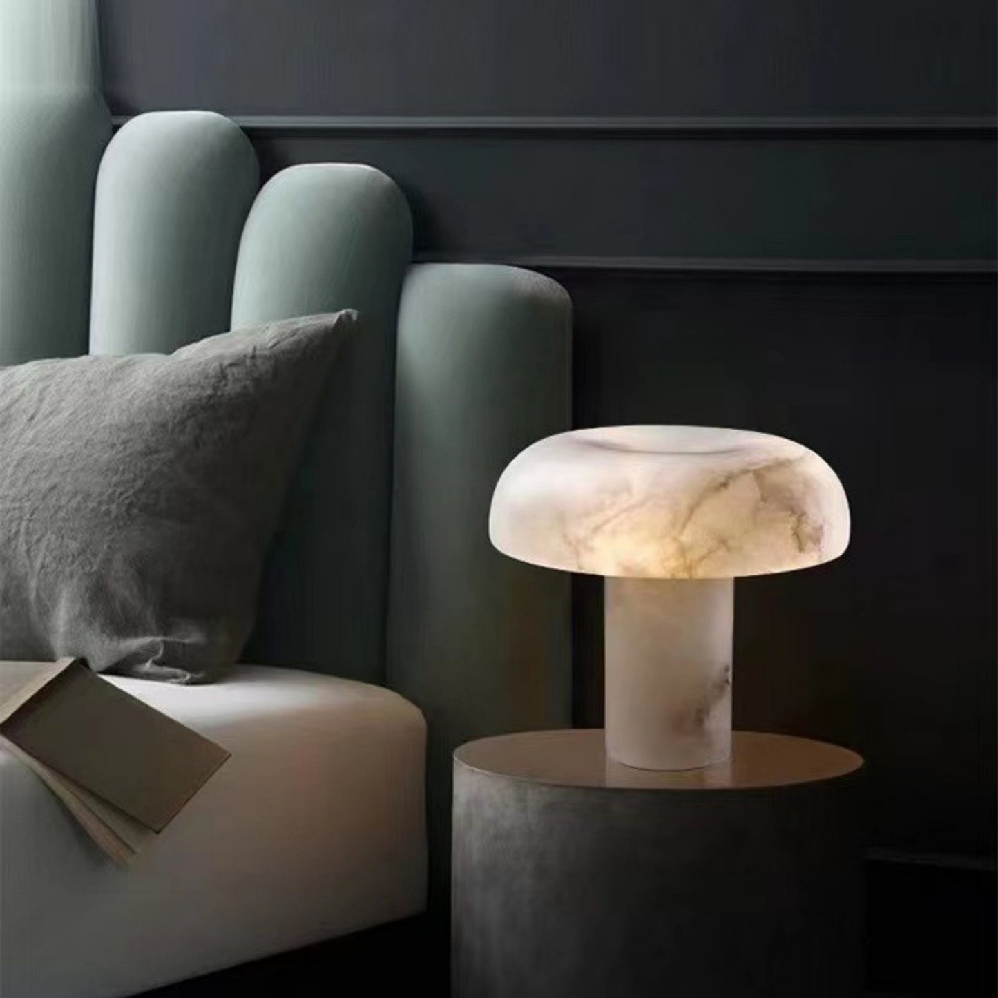 Marble White Smocky Shade Table Lamp