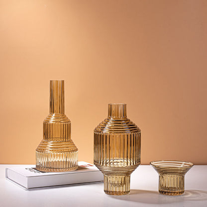 Yellow Geometric Hand Blown Glass Vase