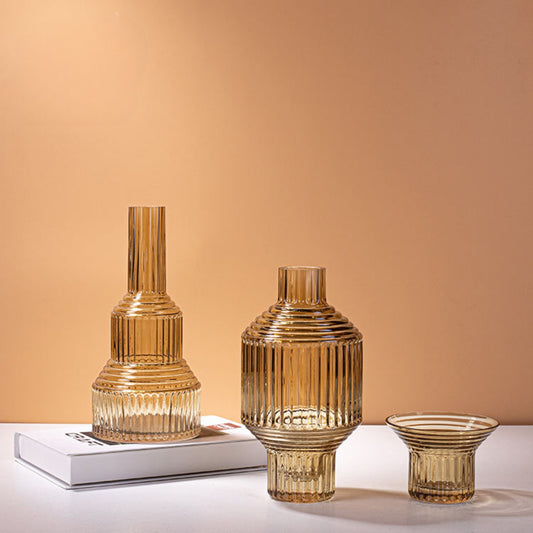 Yellow Geometric Hand Blown Glass Vase
