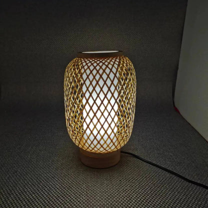 Bamboo Webbing Wooden Base Table Lamp