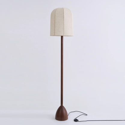 Brown Wooden Fabric Shade Floor Lamp