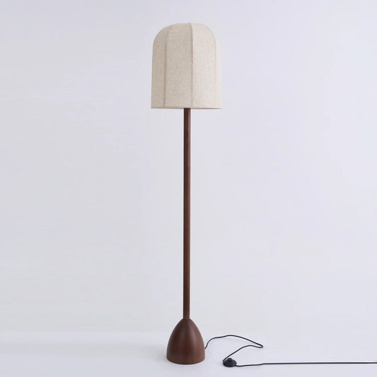 Brown Wooden Fabric Shade Floor Lamp