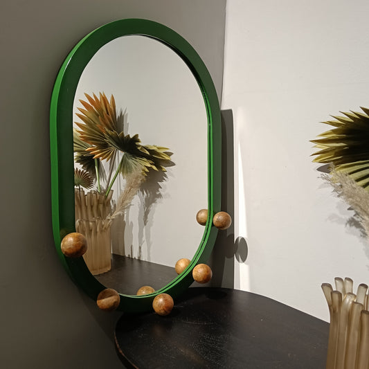 Painted Mirror with 5 Hooks