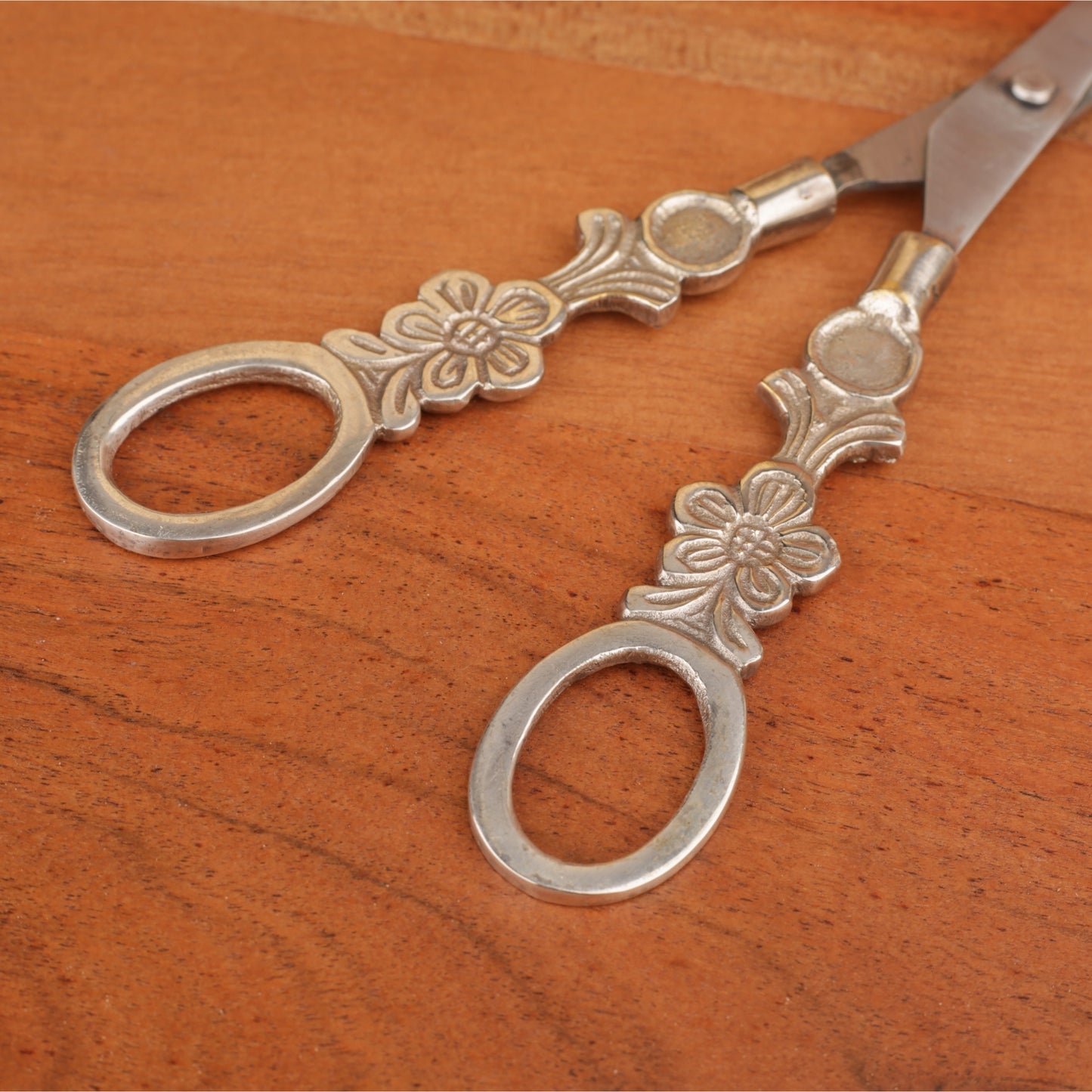 Silver Metal Carved Scissors