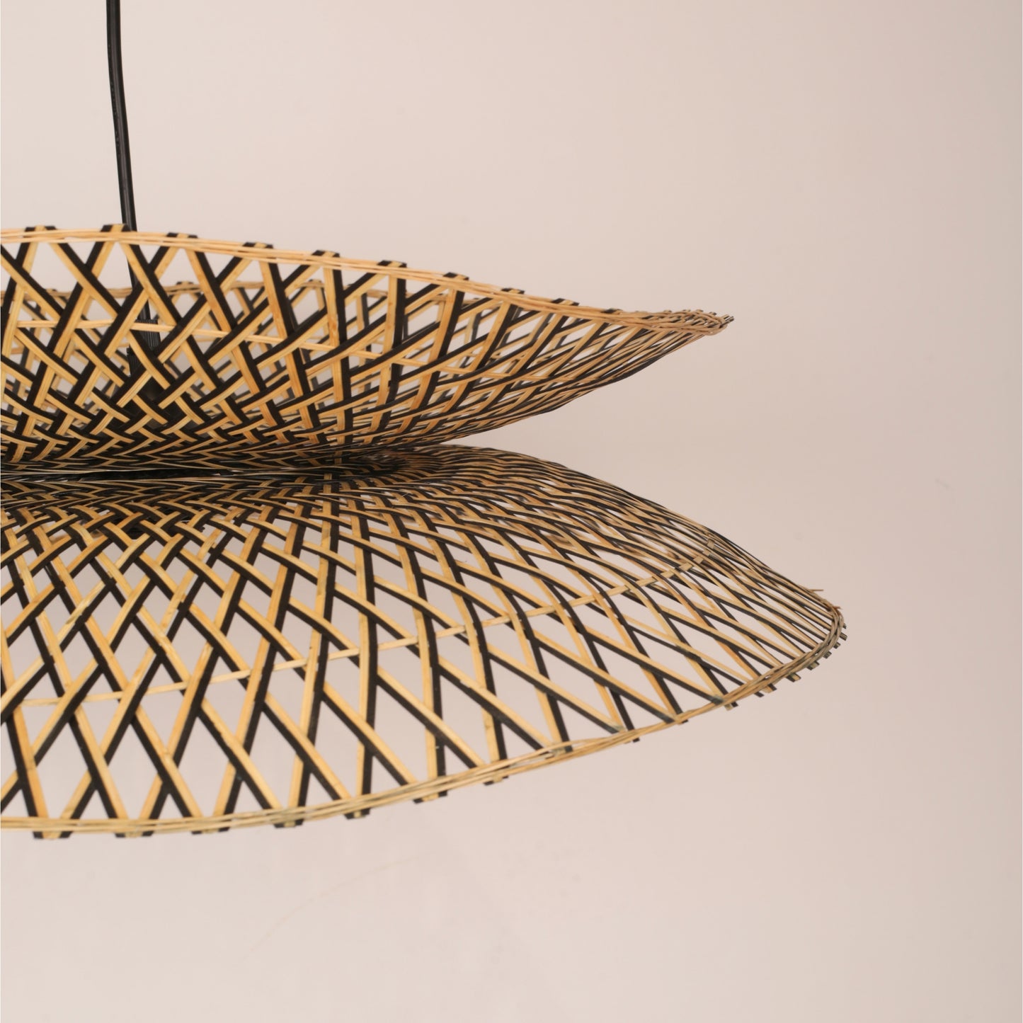 Double Layered Hand Woven Bamboo Pendant Light