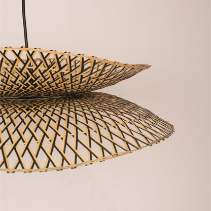 Double Layered Hand Woven Bamboo Pendant Light