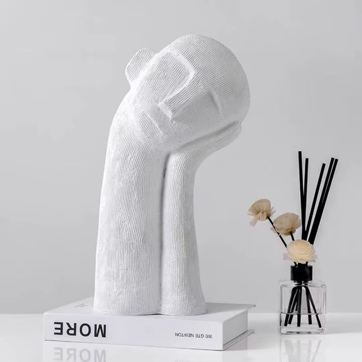 Tilted Head Portrait Human Figurine (Black, White)