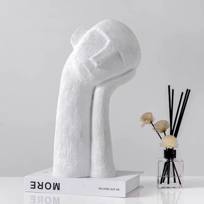 Tilted Head Portrait Human Figurine (Black, White)