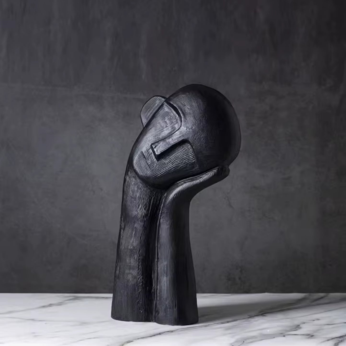 Tilted Head Portrait Human Figurine (Black, White)