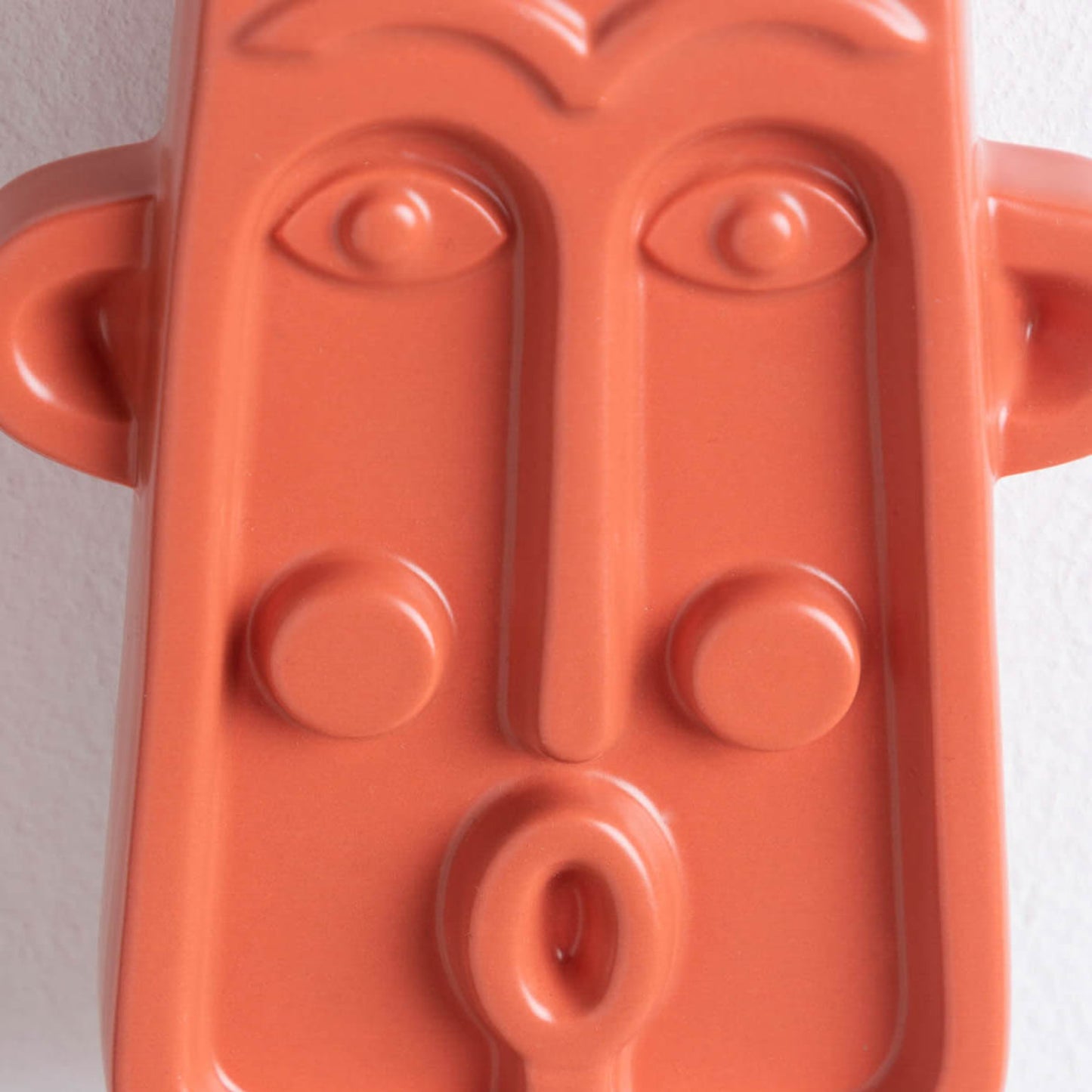 Human Face Orange Ceramic Wall Art Vase