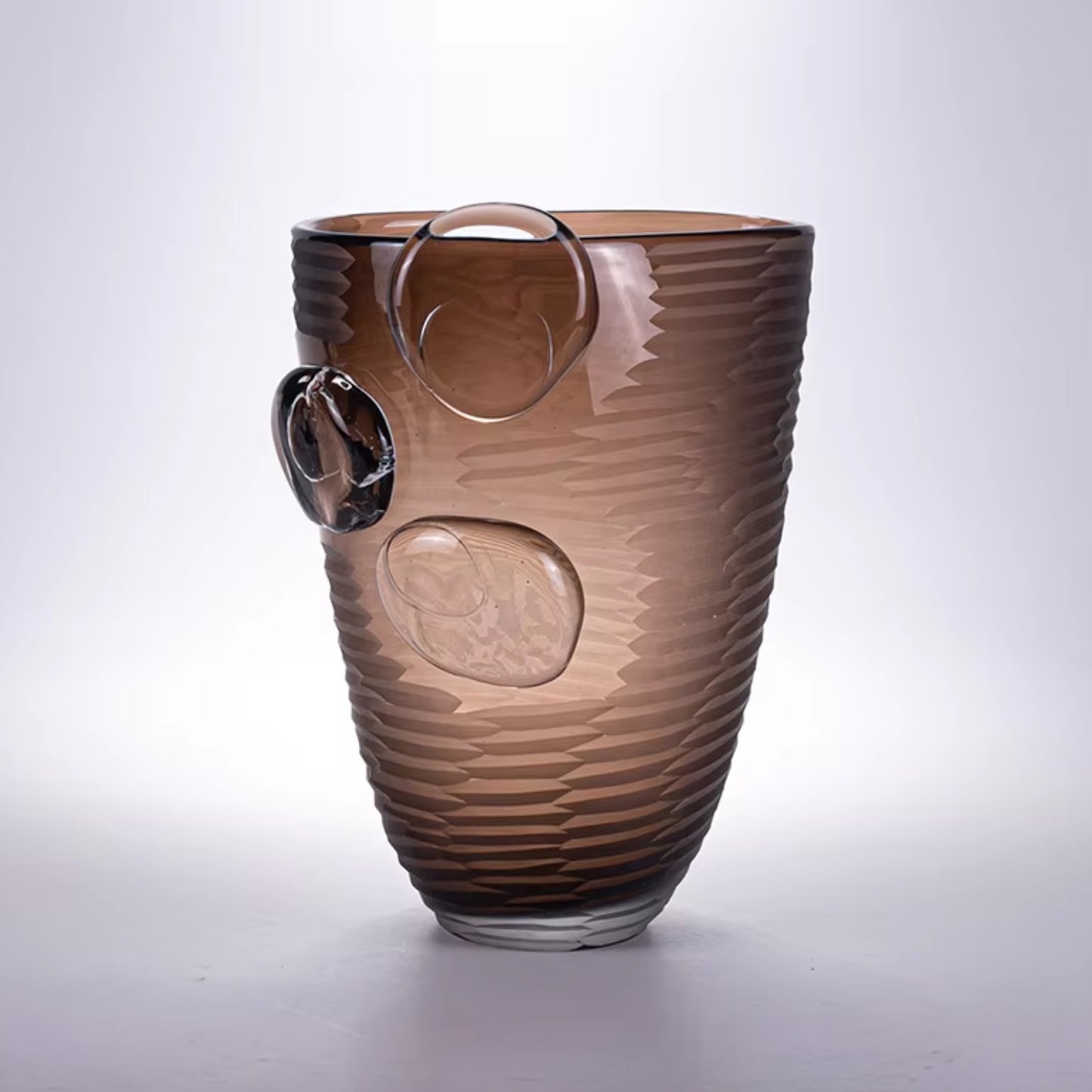 Handmade European Art Deco Light Brown Glass Vase