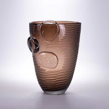 Handmade European Art Deco Light Brown Glass Vase