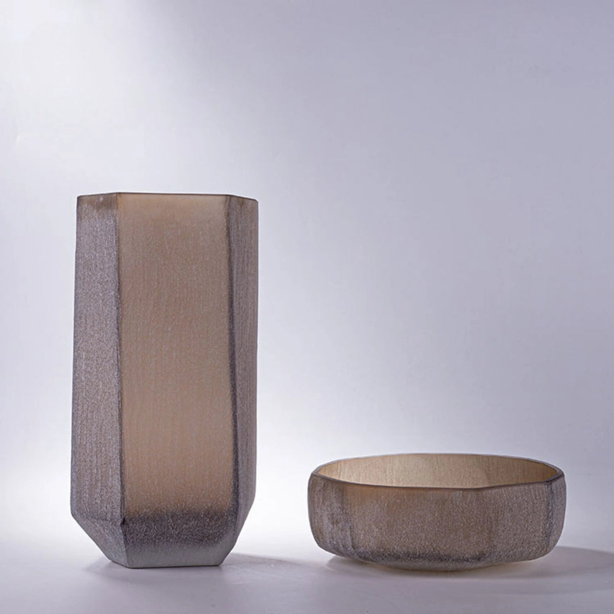 Grey Brown Sand Glass Vase with Elegant Crackle Design