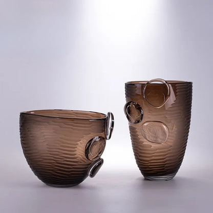 Handmade European Art Deco Light Brown Glass Vase