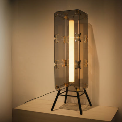 Smokey Glass Rectangle LED Floor Lamp