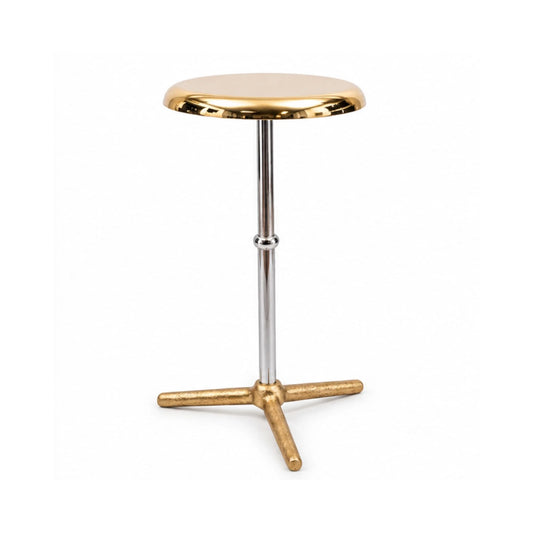 Round Golden Top And Tripod Base Side Table