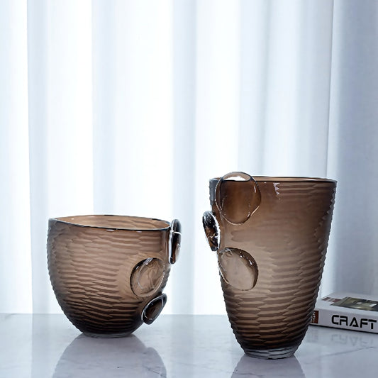Handmade European Art Deco Light Brown Glass Vase