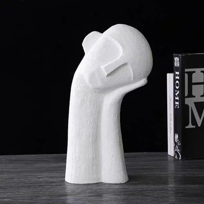 Tilted Head Portrait Human Figurine (Black, White)