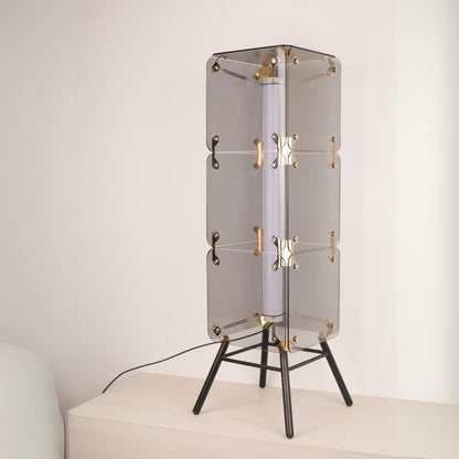 Smokey Glass Rectangle LED Floor Lamp