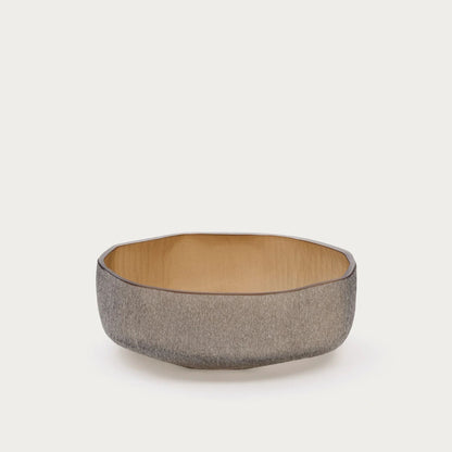 Grey Brown Sand Glass Bowl with Elegant Crackle Design