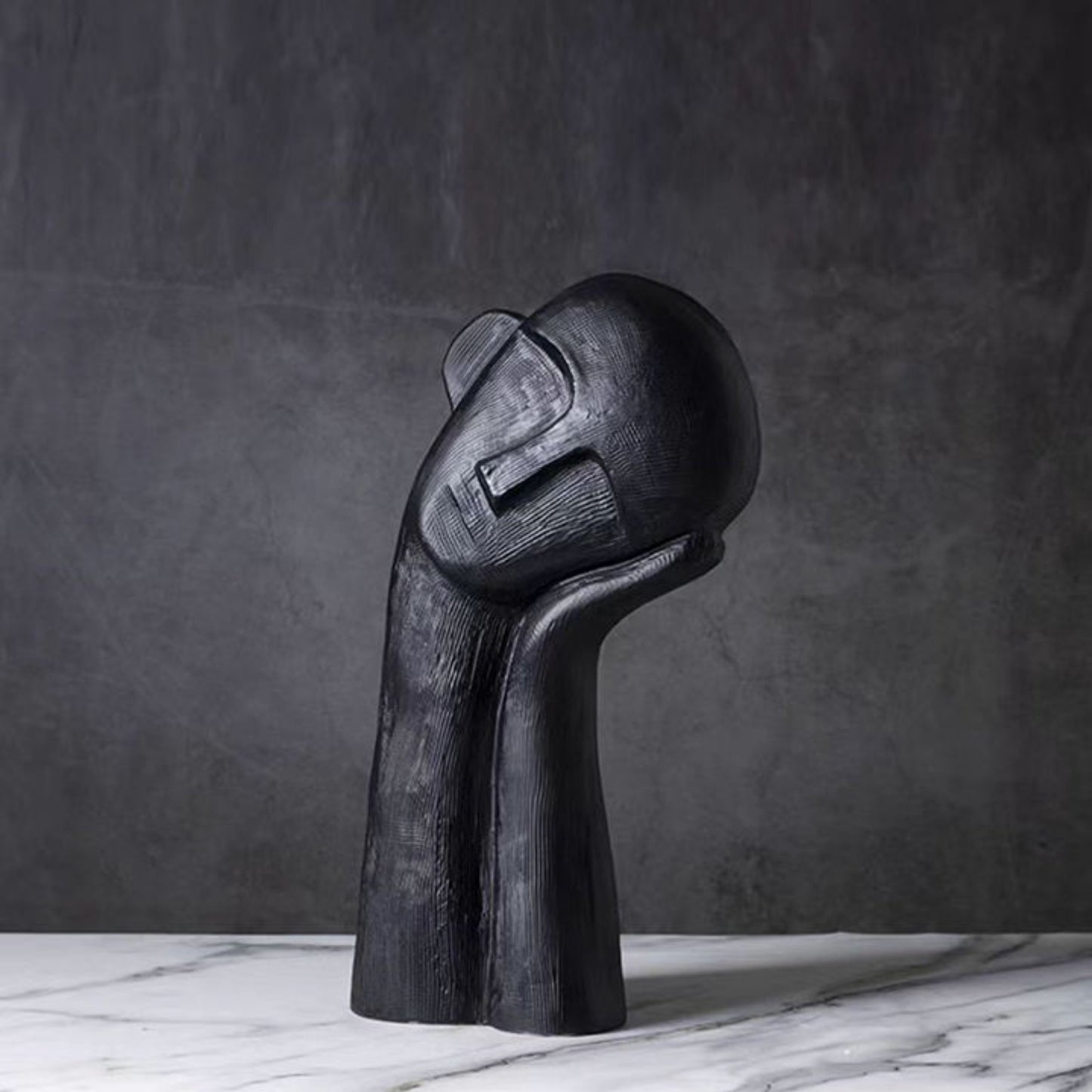 Tilted Head Portrait Human Figurine (Black, White)