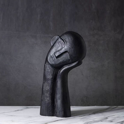 Tilted Head Portrait Human Figurine (Black, White)