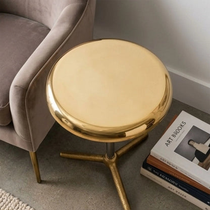 Round Golden Top And Tripod Base Side Table