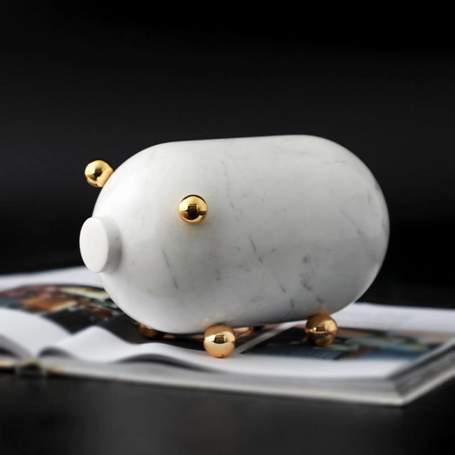 Pig Figurine Tabletop Marble Décor Accent