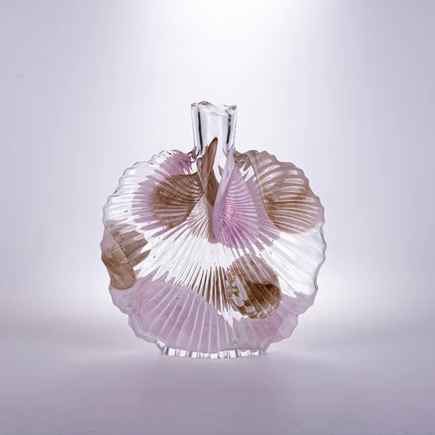 Contemporary Simple Hand-Blown Shell Shaped Glass Vase