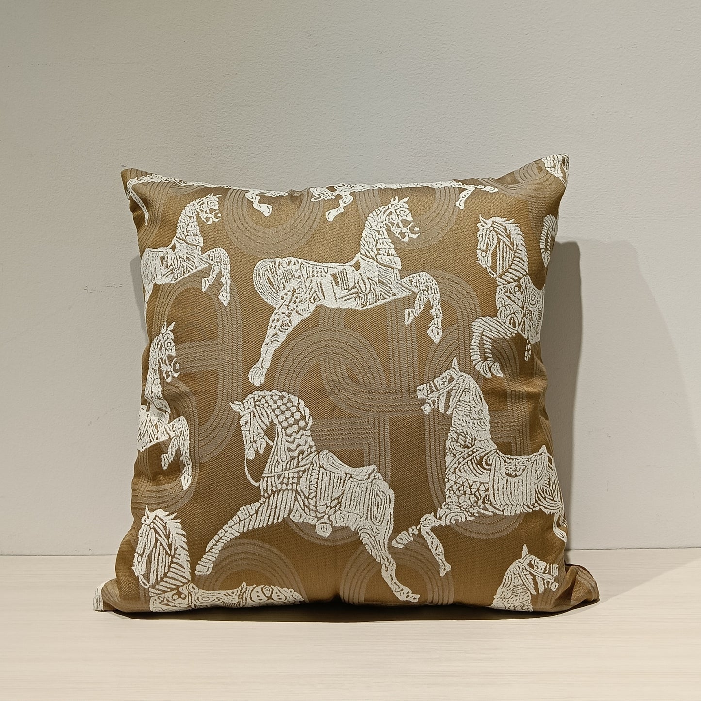 Jacquard Horse Print Cushion Cover, Backside In Plain