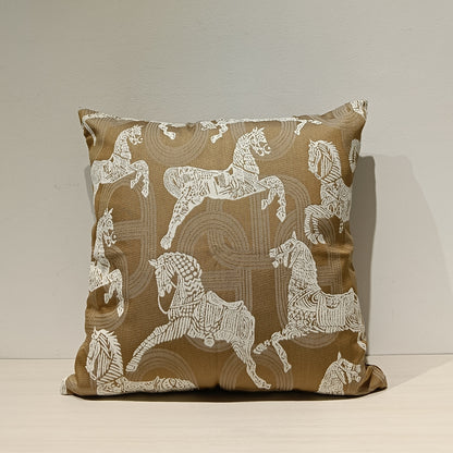 Jacquard Horse Print Cushion Cover, Backside In Plain