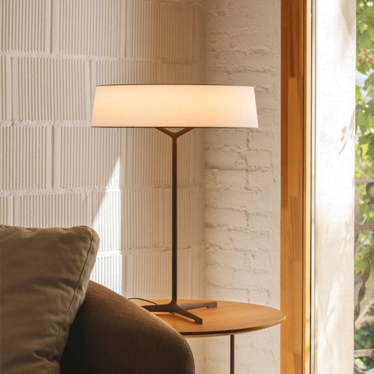 Metal Base Round Fabric Shade Table Lamp