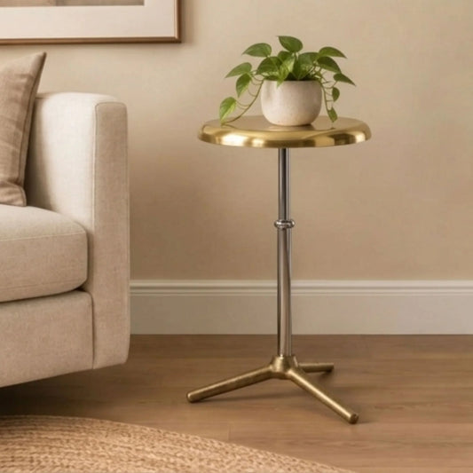 Round Golden Top And Tripod Base Side Table