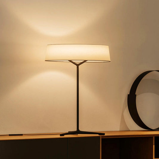 Metal Base Round Fabric Shade Table Lamp