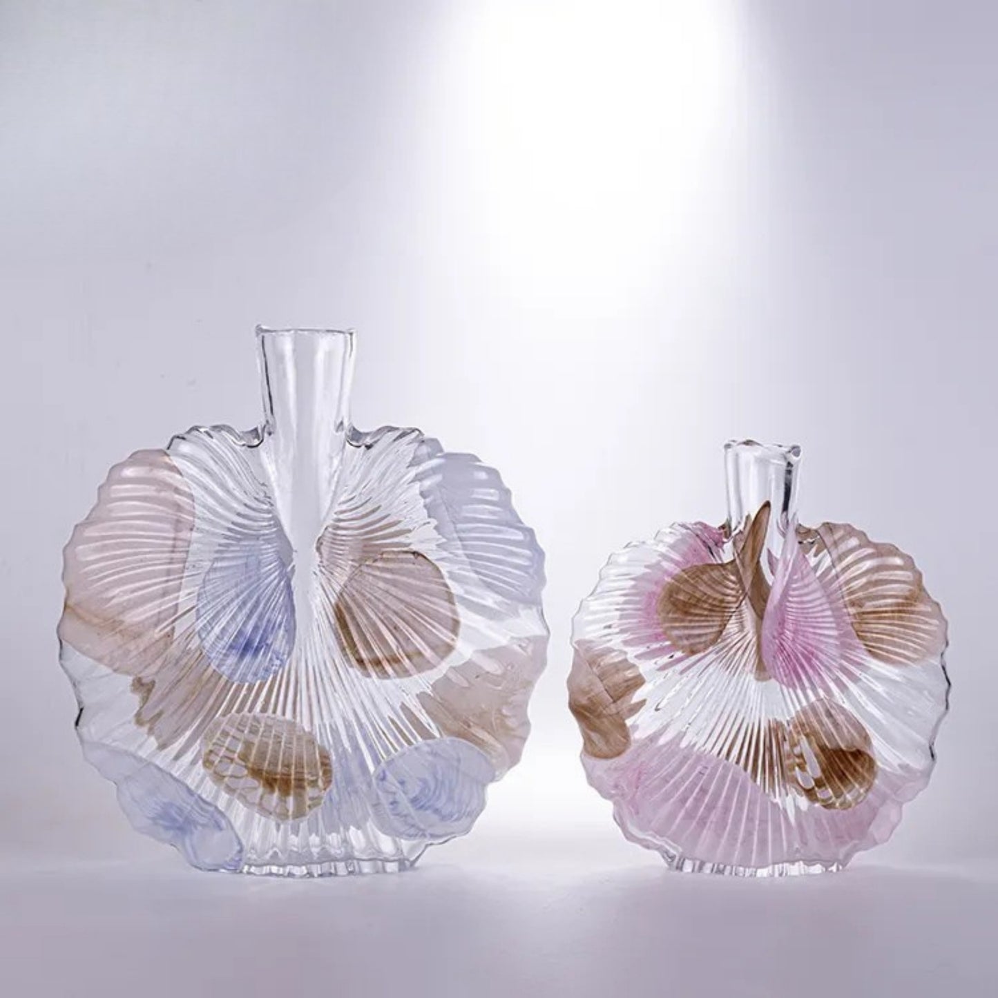 Contemporary Simple Hand-Blown Shell Shaped Glass Vase