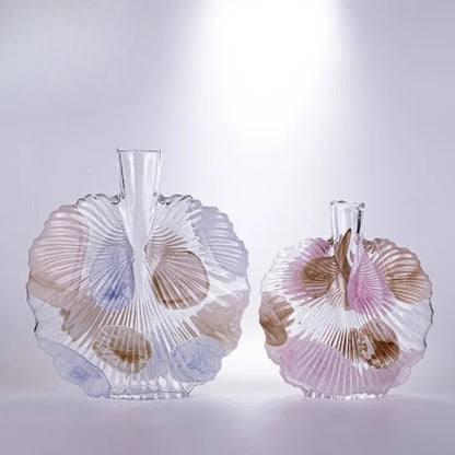Contemporary Simple Hand-Blown Shell Shaped Glass Vase