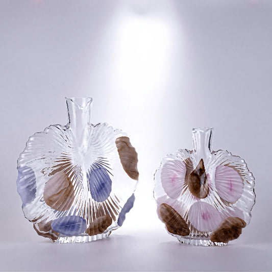Contemporary Simple Hand-Blown Shell Shaped Glass Vase