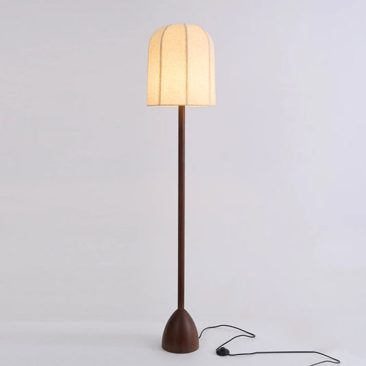 Brown Wooden Fabric Shade Floor Lamp