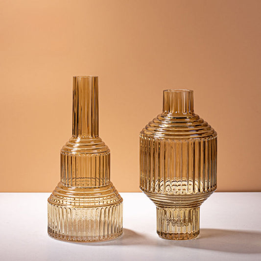 Yellow Geometric Hand Blown Glass Vase
