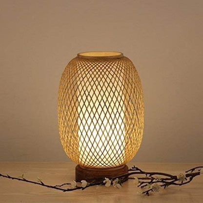 Bamboo Webbing Wooden Base Table Lamp