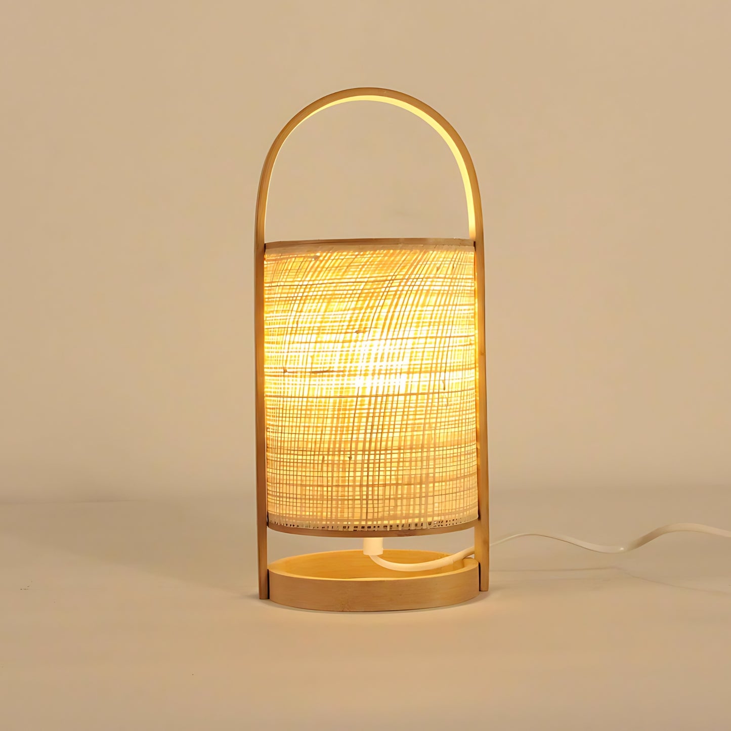 Jute Shade Bamboo Base with Handle Table Lamp